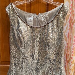 Lan Ting Bride Silver Sequin Fitted Top